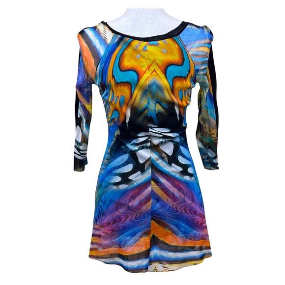 Elana Kattan black print tunic/minidress, small, edgy, psychedelic, cyberpunk - Picture 3 of 5